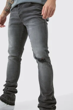 Jean skinny stacked flare avec déchirure sur le genou