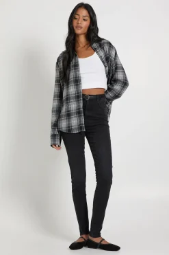 boohoo Jean skinny taille haute, version longue, pour sublimer les fesses<Femme Denim|Jeans