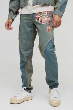 boohooMAN Jean Slim Empilé à Applique Gothique<Homme Denim|Denim