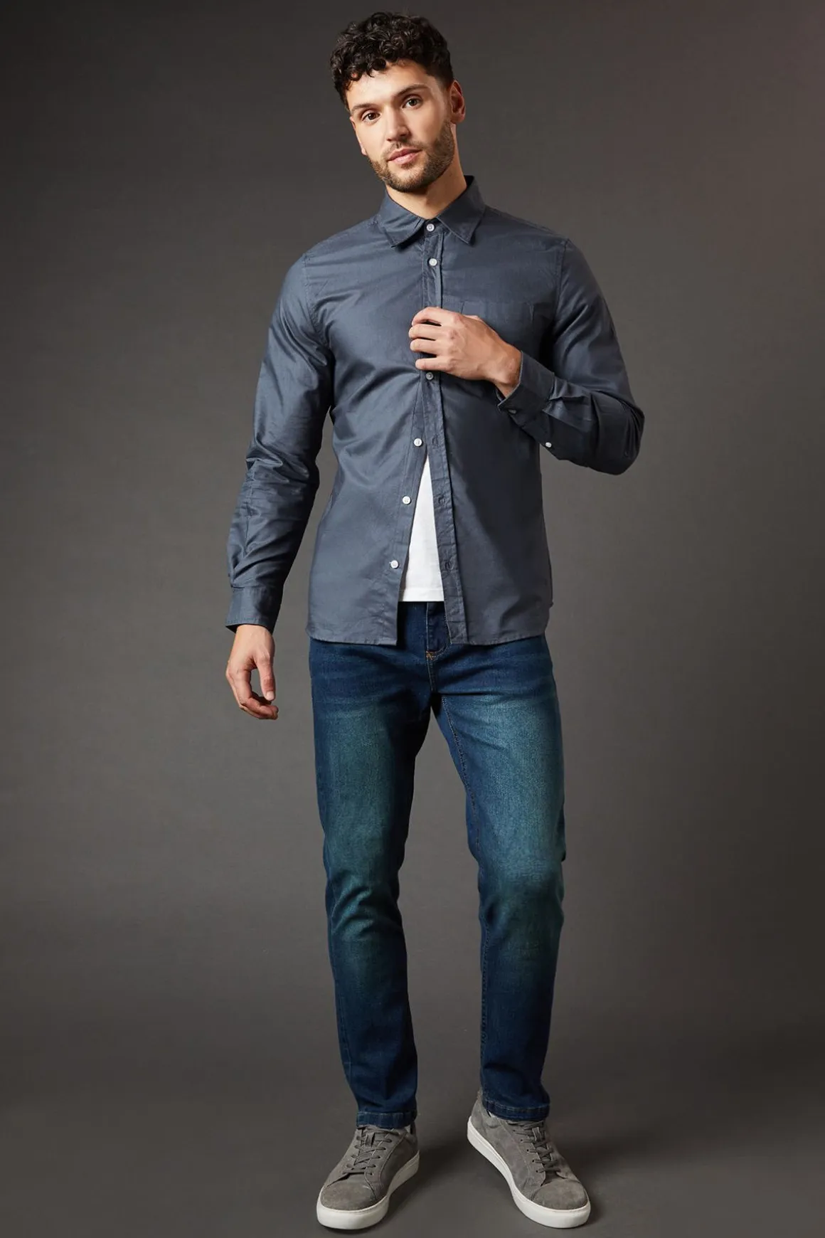 Jean Slim Stretch Délavage Vintage Foncé