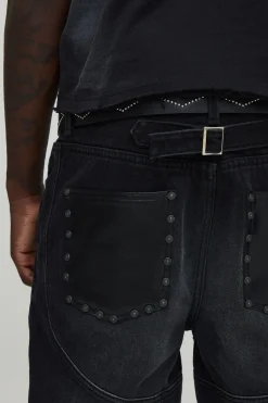 Jean Slim Évasé avec Détails de Coutures Western Empilées
