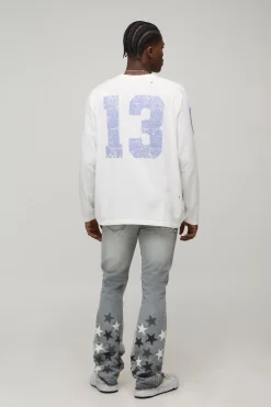 boohooMAN Jean Slim Évasé Empilé avec Appliqué Étoile et Gousset<Homme Denim|Denim