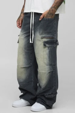 Jeans longs, teintés, lavés et à coupe ample