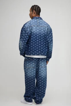 boohooMAN Jeans monogrammés lavés, coupe ample<Homme Denim|Denim