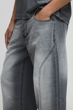 Jeans moto à panneaux baggy lavés en anthracite