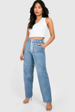Jeans Petite Taille Droits à Revêtement Métallique Irisé
