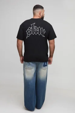 Jeans Plus Chain imprimés, déchirés, coupe baggy
