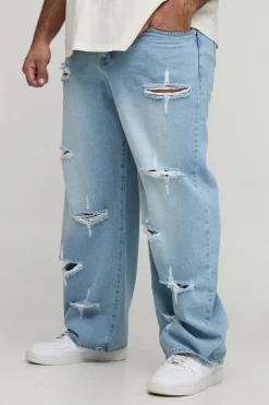 boohooMAN Jeans Plus Rigid Star Distressed à coupe décontractée<Homme Jeans Grande Taille|Denim