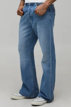 boohooMAN Jeans à poche brodée, coupe rigide et jambe évasée<Homme Denim|Denim