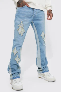boohooMAN Jeans Slim Flare Appliqué à panneaux<Homme Denim|Denim
