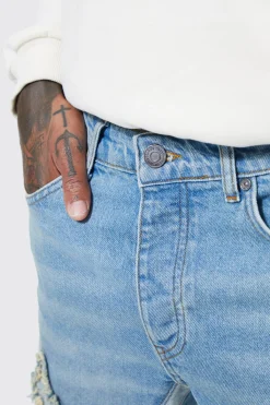 boohooMAN Jeans Slim Flare Appliqué à panneaux<Homme Denim|Denim