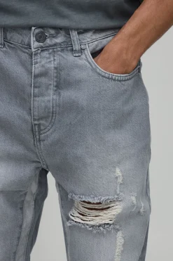 boohooMAN Jeans slim flare délavés à panneau gusset<Homme Denim|Denim