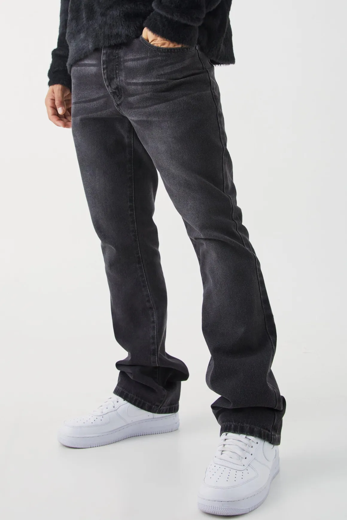 Jeans Slim Flare Rigide Délavé