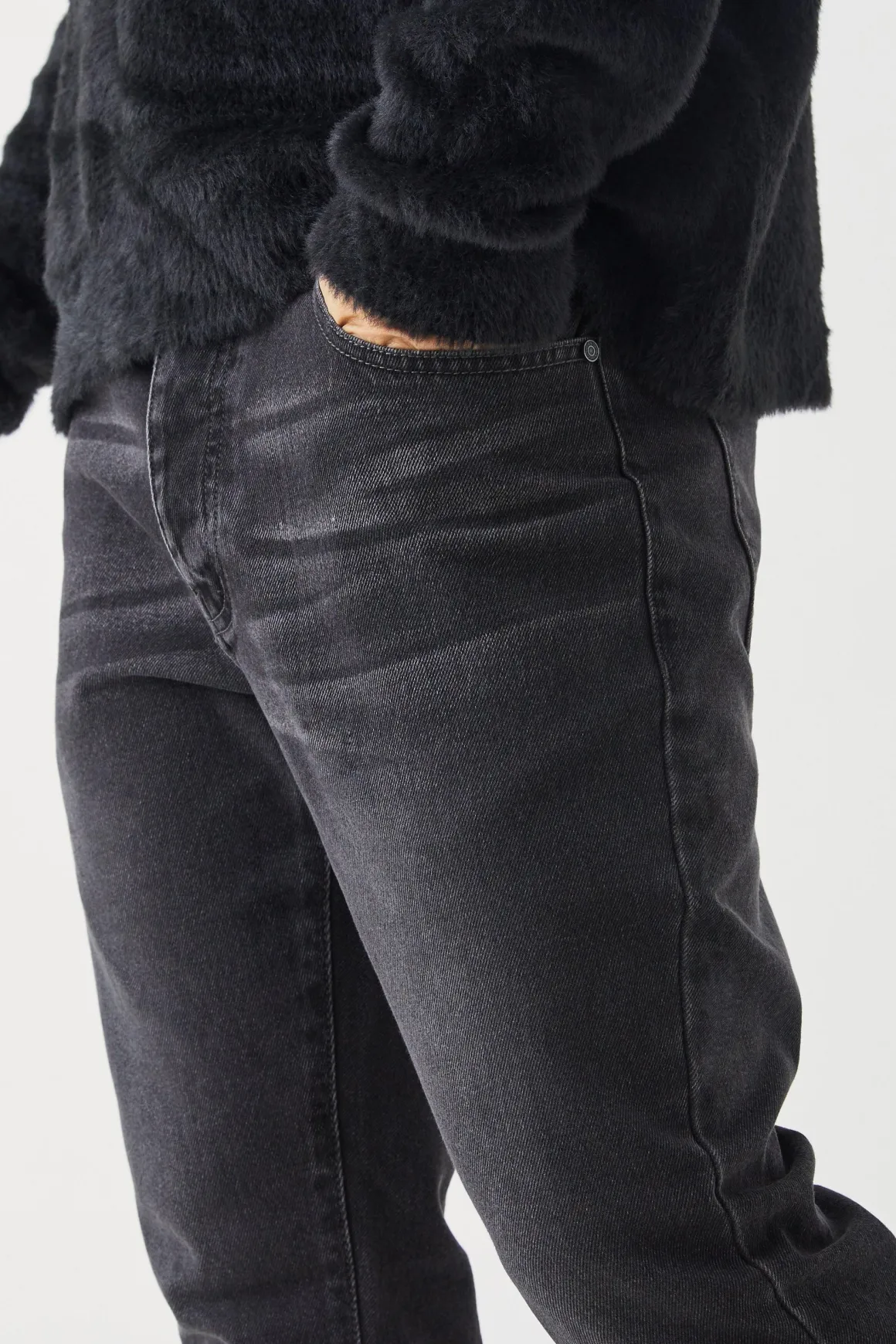 Jeans Slim Flare Rigide Délavé