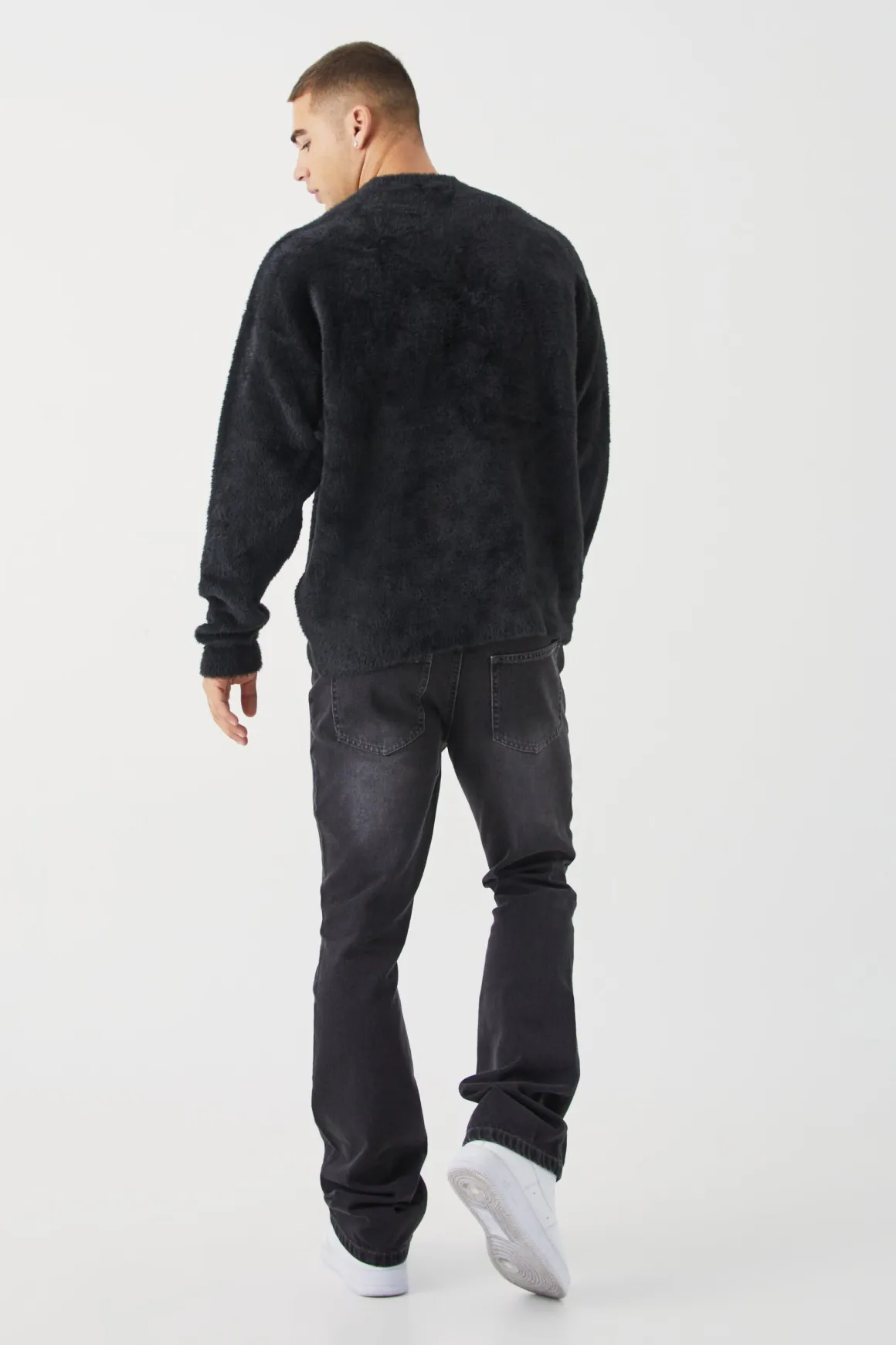 Jeans Slim Flare Rigide Délavé