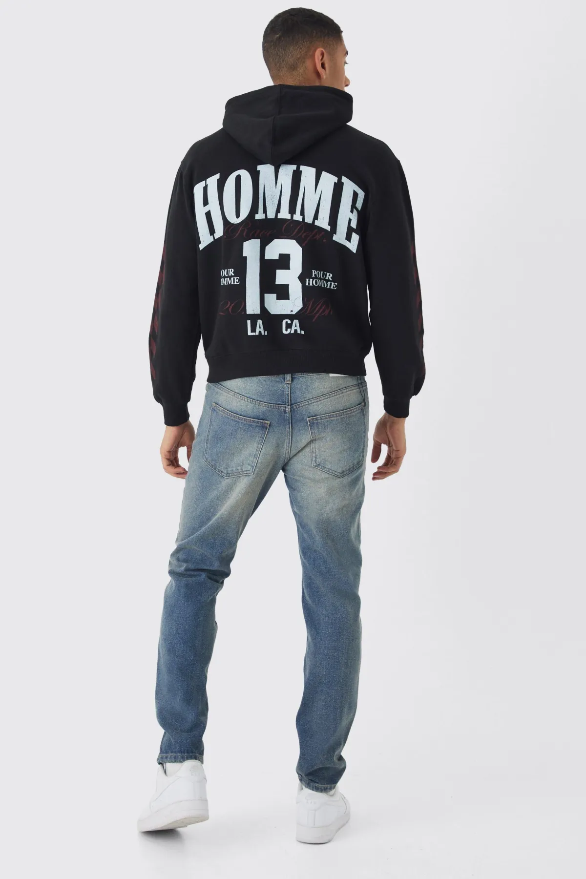 boohooMAN Jeans slim rigide à broderie croisée<Homme Denim|Denim