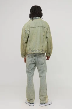 Jeans slim évasés à panneaux et appliqués croisés