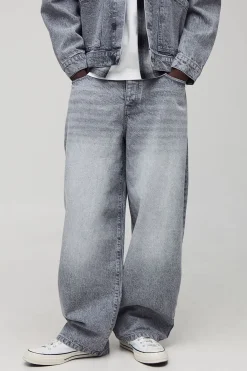 Jeans Super Baggy Délavés et Brodés Dart