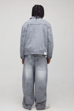 Jeans Super Baggy Délavés et Brodés Dart