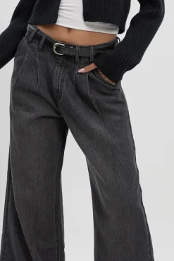 boohoo Jeans à taille haute ultra doux, ceinturés, plissés et à jambes larges<Femme Denim|Jeans