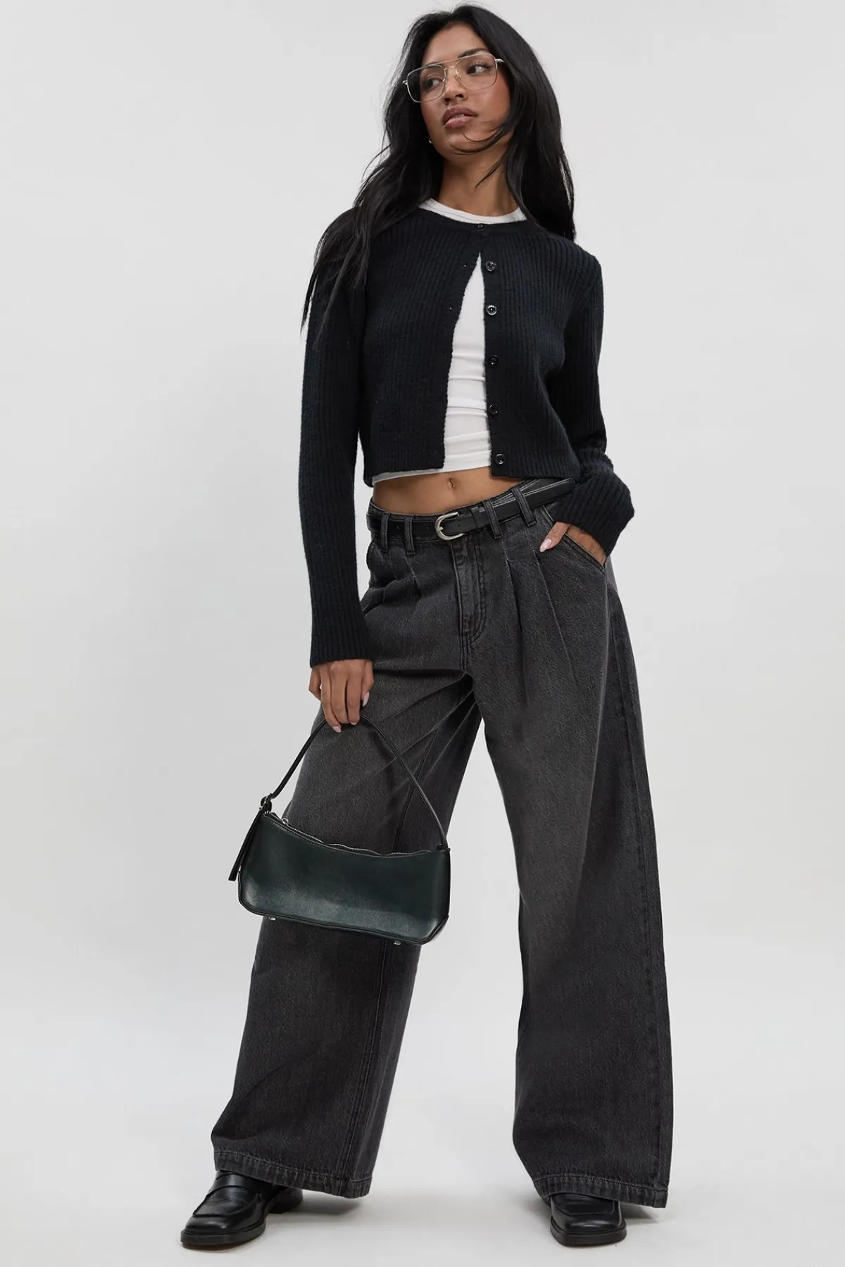 boohoo Jeans à taille haute ultra doux, ceinturés, plissés et à jambes larges<Femme Denim|Jeans