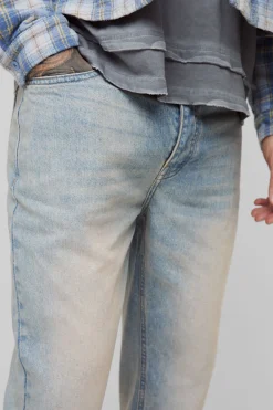 boohooMAN Jean Stonewash Rigide à Jambe Évasée pour Grandes Tailles<Homme Denim|Tout Afficher