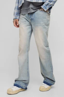 boohooMAN Jean Stonewash Rigide à Jambe Évasée pour Grandes Tailles<Homme Denim|Tout Afficher