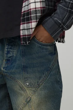 Jean Super Ample À Panneaux Effet Délavé