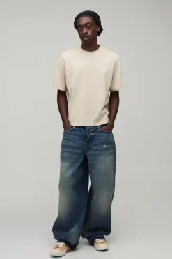 Jean Super Baggy Avec Appliqué Fleur De Lys