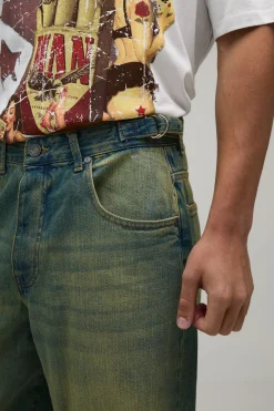 Jean Super Baggy Déchiré Teinté À Taille Ajustable