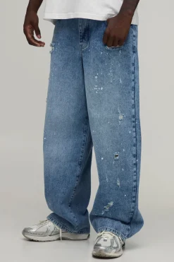 Jean Super Baggy Délavage Sale Effet Usé