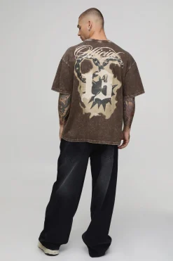 Jean Super Baggy Gothique Délavé Effet Usé Avec Détails De Chaînes