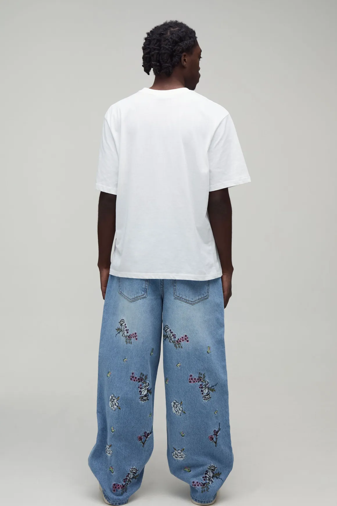 Jean Super Baggy À Patchwork Fleuri