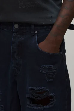 Jean Super Baggy Ultra Déchiré Teinté À Taille Ajustable
