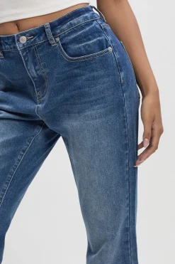 Jean super flare à taille mi-haute avec détails de couture