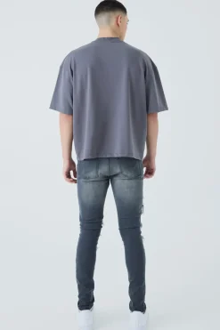 Jean Super Skinny Biker Rip & Repair Paint Splatter