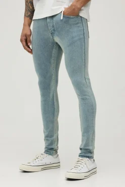 boohooMAN Jean Super Skinny Délavé À La Pierre<Homme Denim|Denim