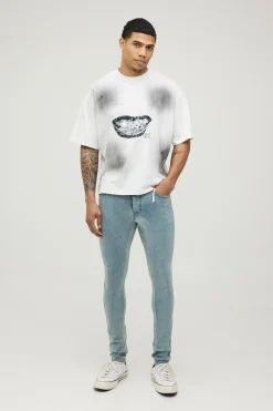 boohooMAN Jean Super Skinny Délavé À La Pierre<Homme Denim|Denim
