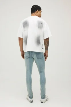 boohooMAN Jean Super Skinny Délavé À La Pierre<Homme Denim|Denim