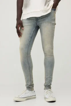 Jean Super Skinny Stretch Délavé À L'eau De Javel