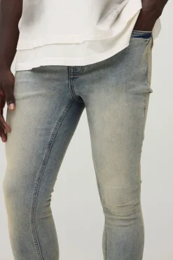Jean Super Skinny Stretch Délavé À L'eau De Javel