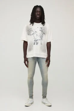 Jean Super Skinny Stretch Délavé À L'eau De Javel