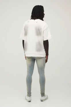 Jean Super Skinny Stretch Délavé À L'eau De Javel