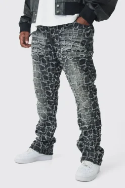 boohooMAN Jeans évasés à double couche en patchwork extrême<Homme Jeans Grande Taille|Denim