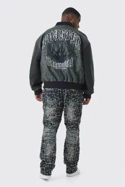boohooMAN Jeans évasés à double couche en patchwork extrême<Homme Jeans Grande Taille|Denim