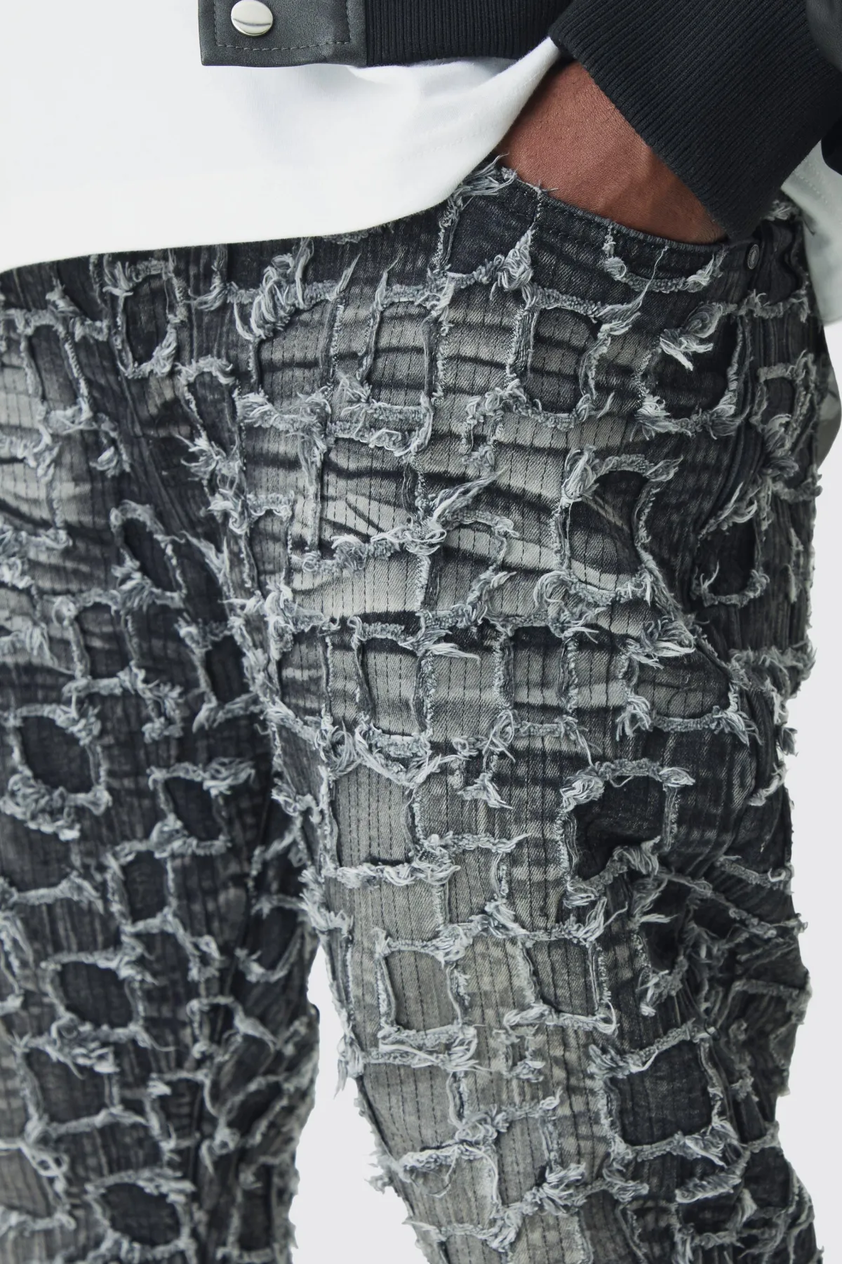 boohooMAN Jeans évasés à double couche en patchwork extrême<Homme Jeans Grande Taille|Denim