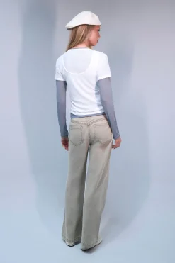 Jean Taille Basse Avec Détail Taille Découpée Et Jambe Large
