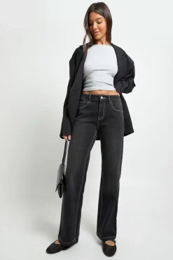 boohoo Jean Taille Basse Coupe Droite<Femme Denim|Jeans