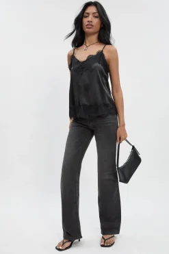boohoo Jean taille basse à double bouton évasé<Femme Denim|Jeans