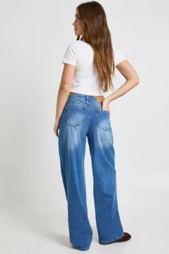 boohoo Jean taille haute à ceinture croisée et coupe droite<Femme Denim|Jeans